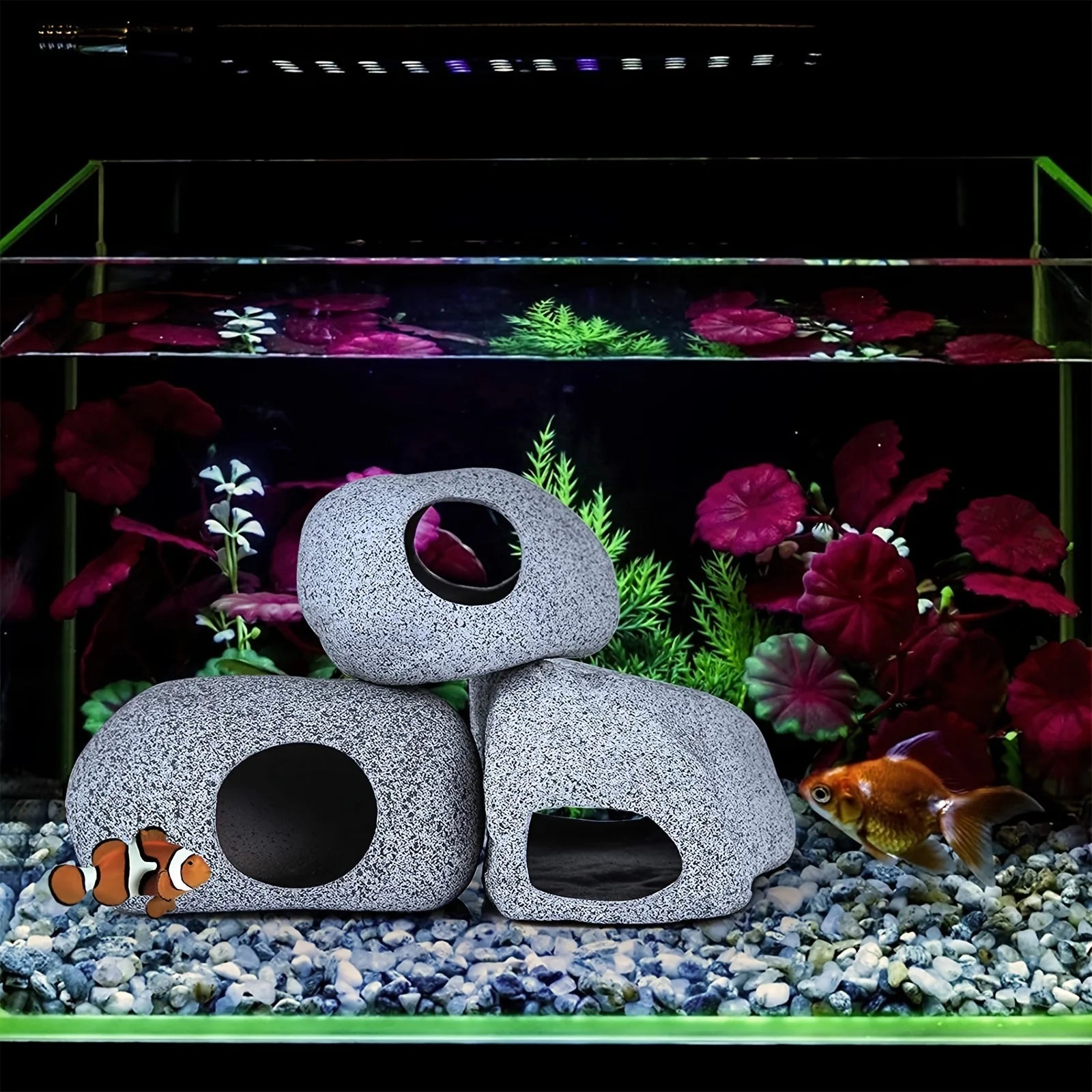 Aquarium Cave Fish Tank Decorations Add Natural Touch Decorative Rocks Zpaxo
