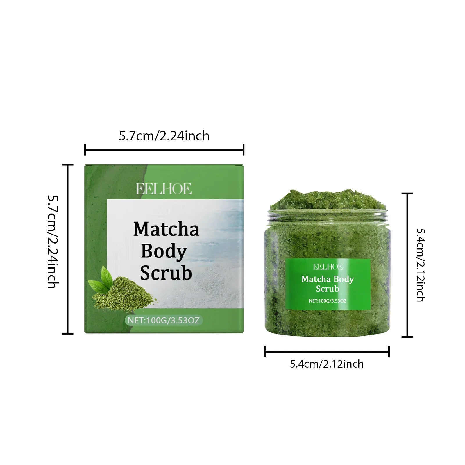 Eelhoe Matcha Sea Salt Body Scrub – Exfoliate & Brighten Skin Body Scrub Zpaxo