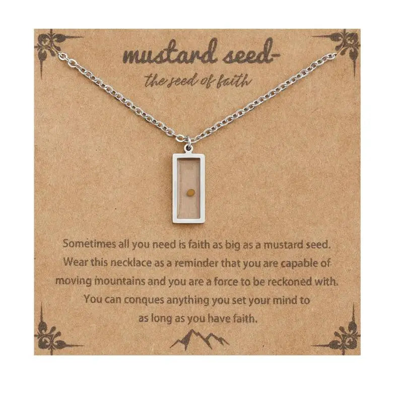 Christian Mustard Seed Gold Stainless Steel Pendant Faith Silver Chain Zpaxo A6