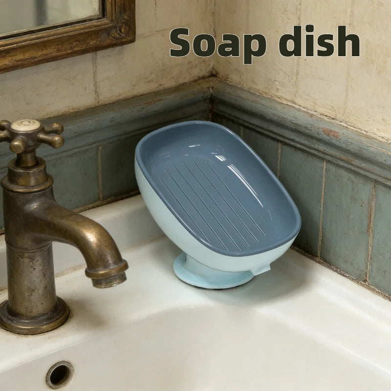 Self-Draining Soap Dish Holder with Suction Cup | Portable Soap Dish Holder Zpaxo