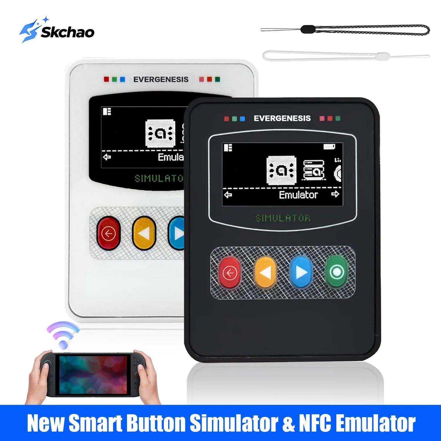 New Smart NFC Pixl.js Emulator Support Bluetooth Rechargeable Writer with OLED Display & Botton for Switch/Switch 2/Wii U/3DS Zpaxo