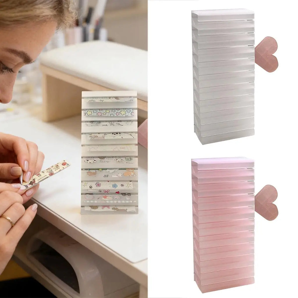 Nail Foil Storage Box 10 Grids Clear Transfer Paper Organizer