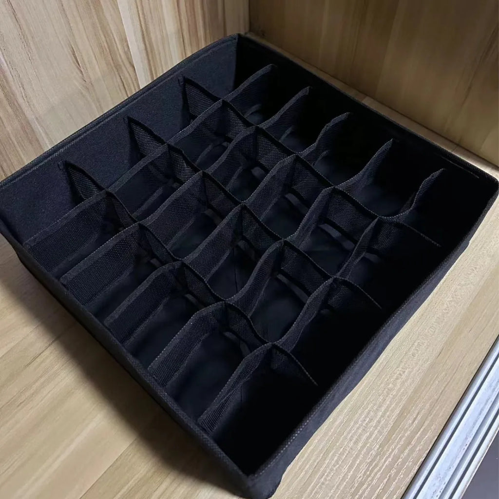 Collapsible Sock Drawer Organizer - Women Accessories for Closet Cabinet Storage - 24 Grids Underwear Storage Boxes Zpaxo black