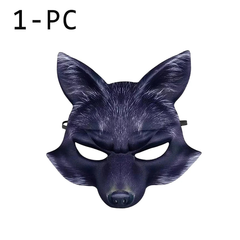 1 3 Half Face Halloween Mask Animal Fox White Wolf Male Female Masks Zpaxo Black-1PC