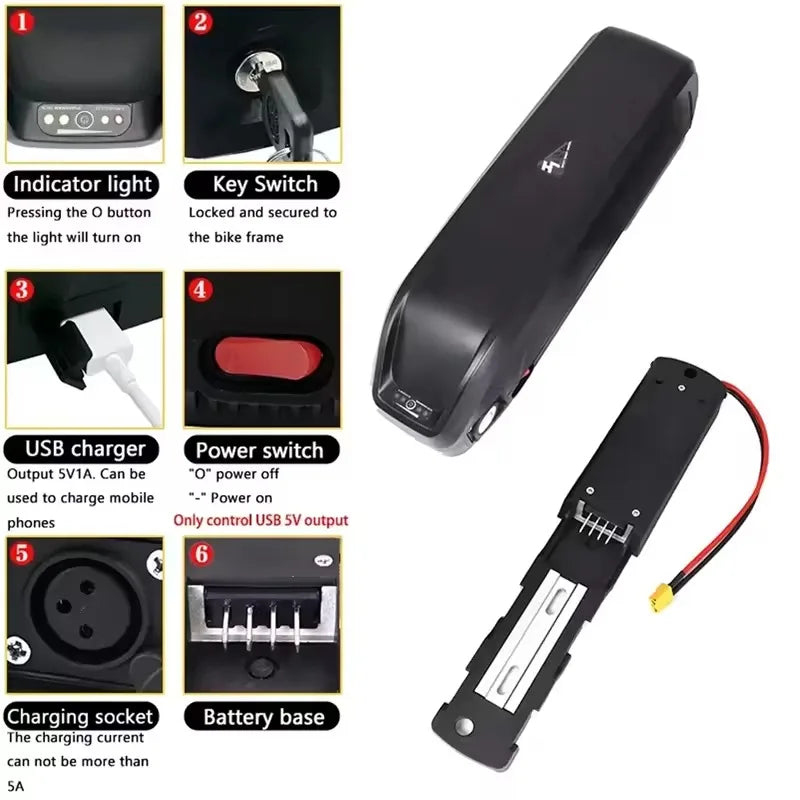New 52V 48V 36V Hailong Battery 15Ah-20Ah-30Ah for 250-1200W Bafang BBS02 BBS03 BBSHD Motor Full Capacity Power Pack Suitable Zpaxo