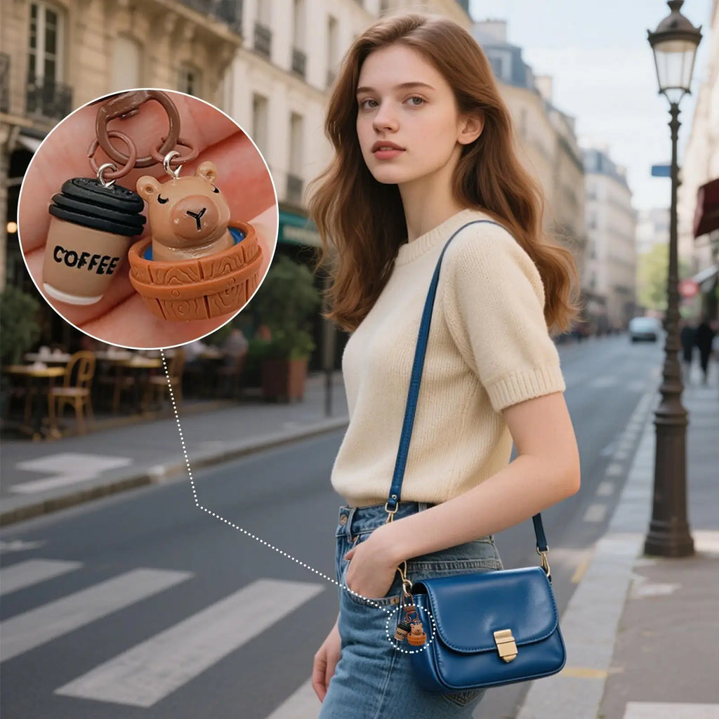 Capybara Bag Charm Cute Realistic Portable With Metal Hook Funny Animal Capybara Keychain For Backpacks Mobile Phones Cameras Zpaxo