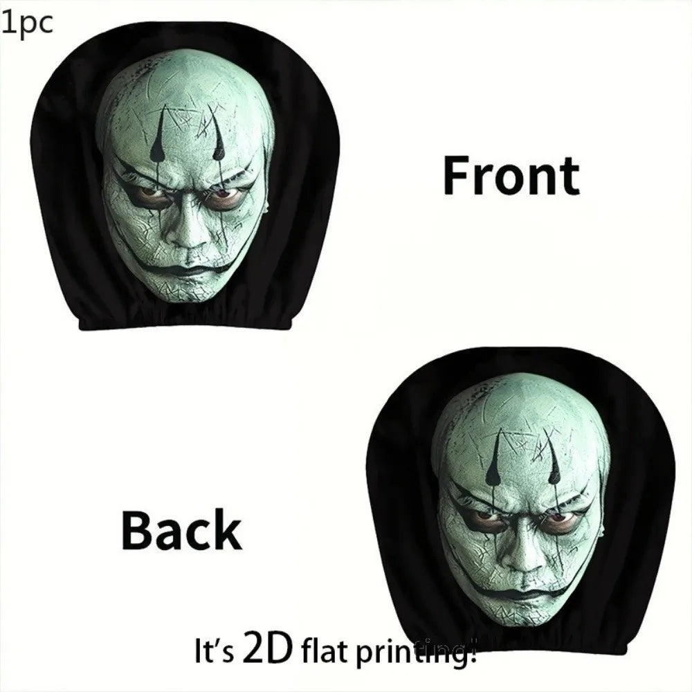 2D Stretch Car Headrest Covers Ghost Funny Neck Pillowcase Halloween Zpaxo