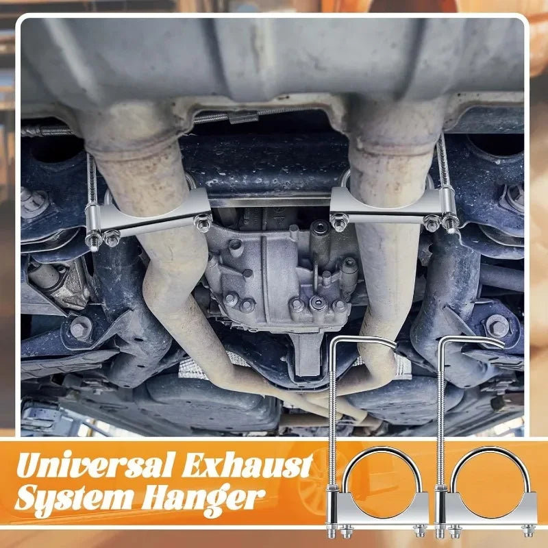 2.5" Exhaust Clamp with Hanger – Galvanized Muffler Clamp 2-Pack