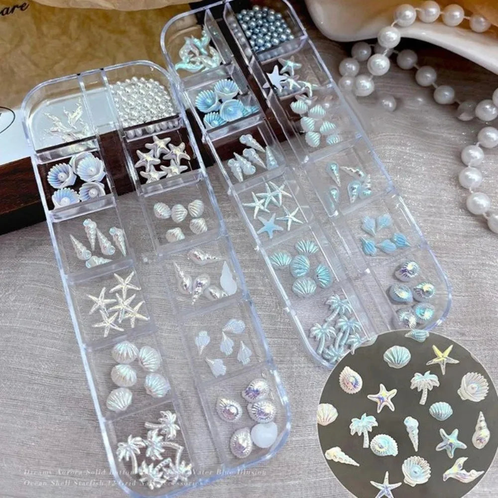 Self-adhesive Nail Art Decorations 12 Grids Box Glitter DIY Zpaxo