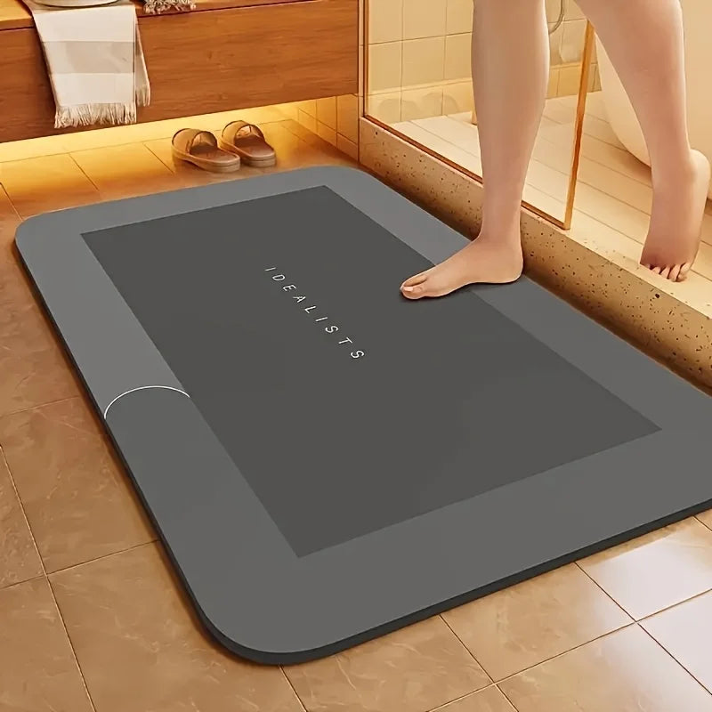 Highly Absorbent Non Slip Bathroom Mat Quick Drying Diatomaceous Zpaxo black 400MMx600MM