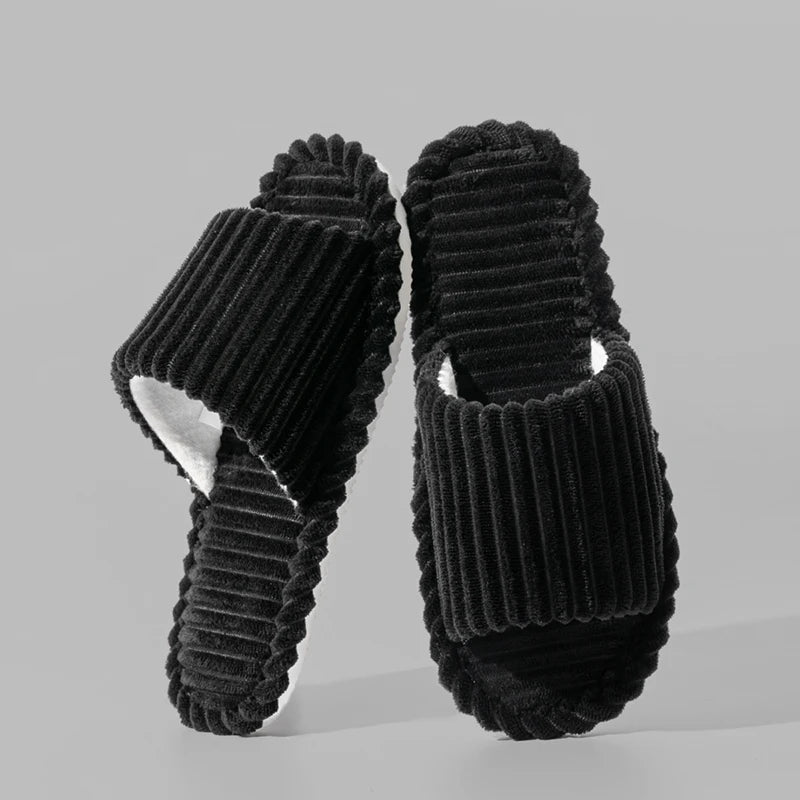 Solid Flat Heel Slippers Women Indoor Bedroom Lightweight Comfort Zpaxo black 36-37