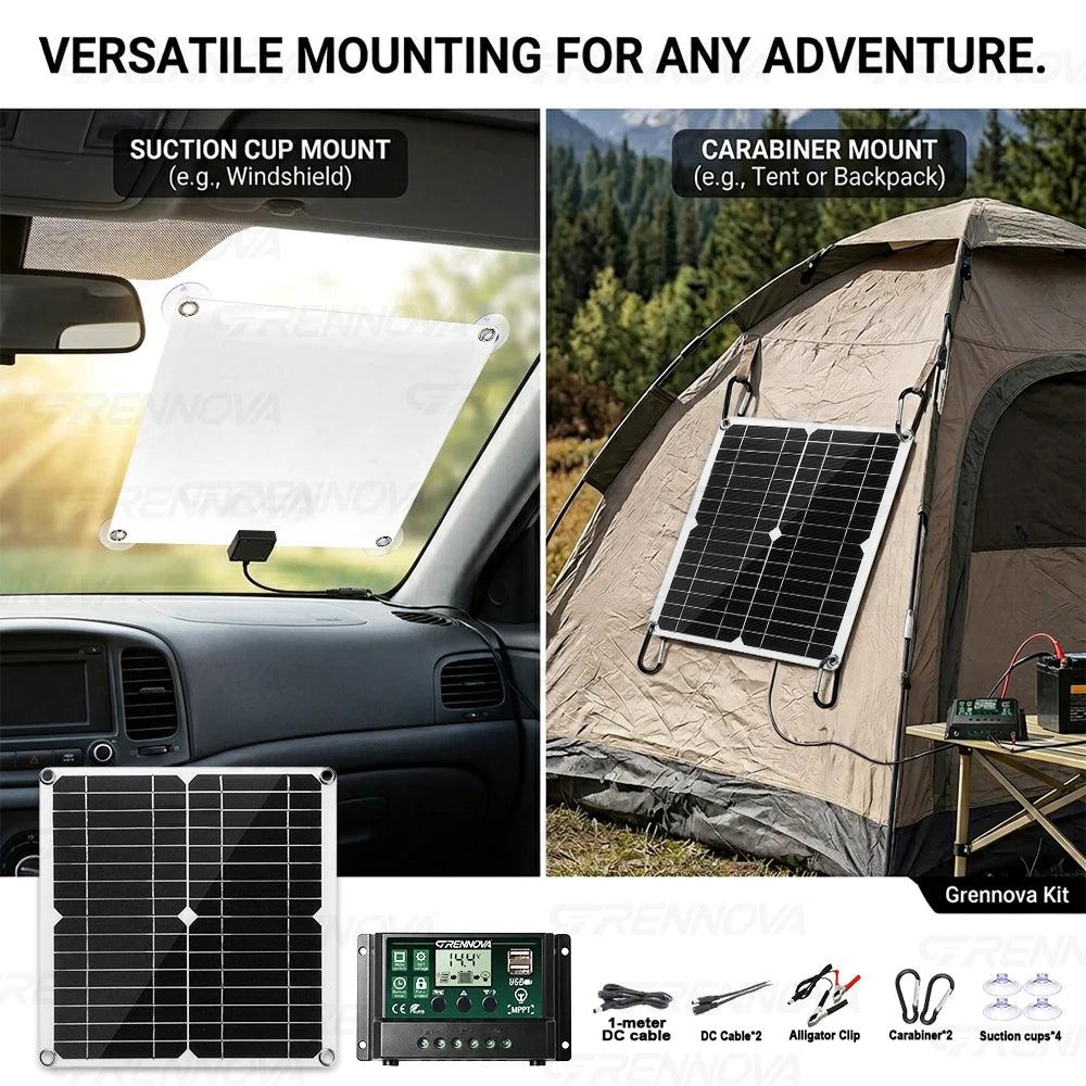 2200W Complete Grennova Solar Kit Pure Sine Inverter High Quality Panel 60A MPPT Controller Real Power For RV/Boat/Farm Home Zpaxo