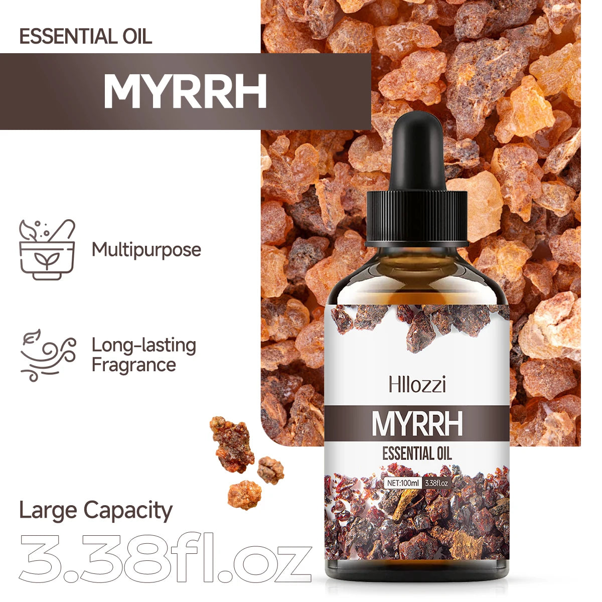 MYRRH ESSENTIAL OIL a high-quality moisturizing nourishing massage oil with a refreshing scent, suitable for all skin types Zpaxo