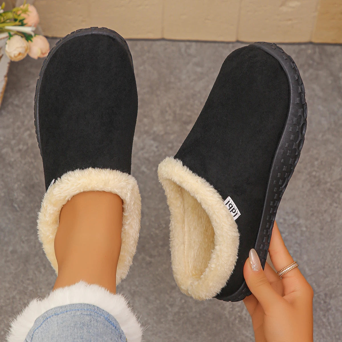 Women Snow Boots Wear Non-slip Wear-resistant Soft Bottom Warm Shoes Winter Cotton Slippers Plush Warm Thick Home Shoes Women Zpaxo black 36