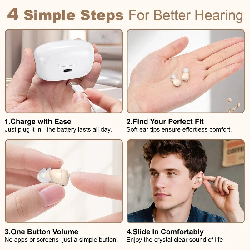OTC Hearing Amplifiers Earbuds Intelligent Noise Reduction Sound