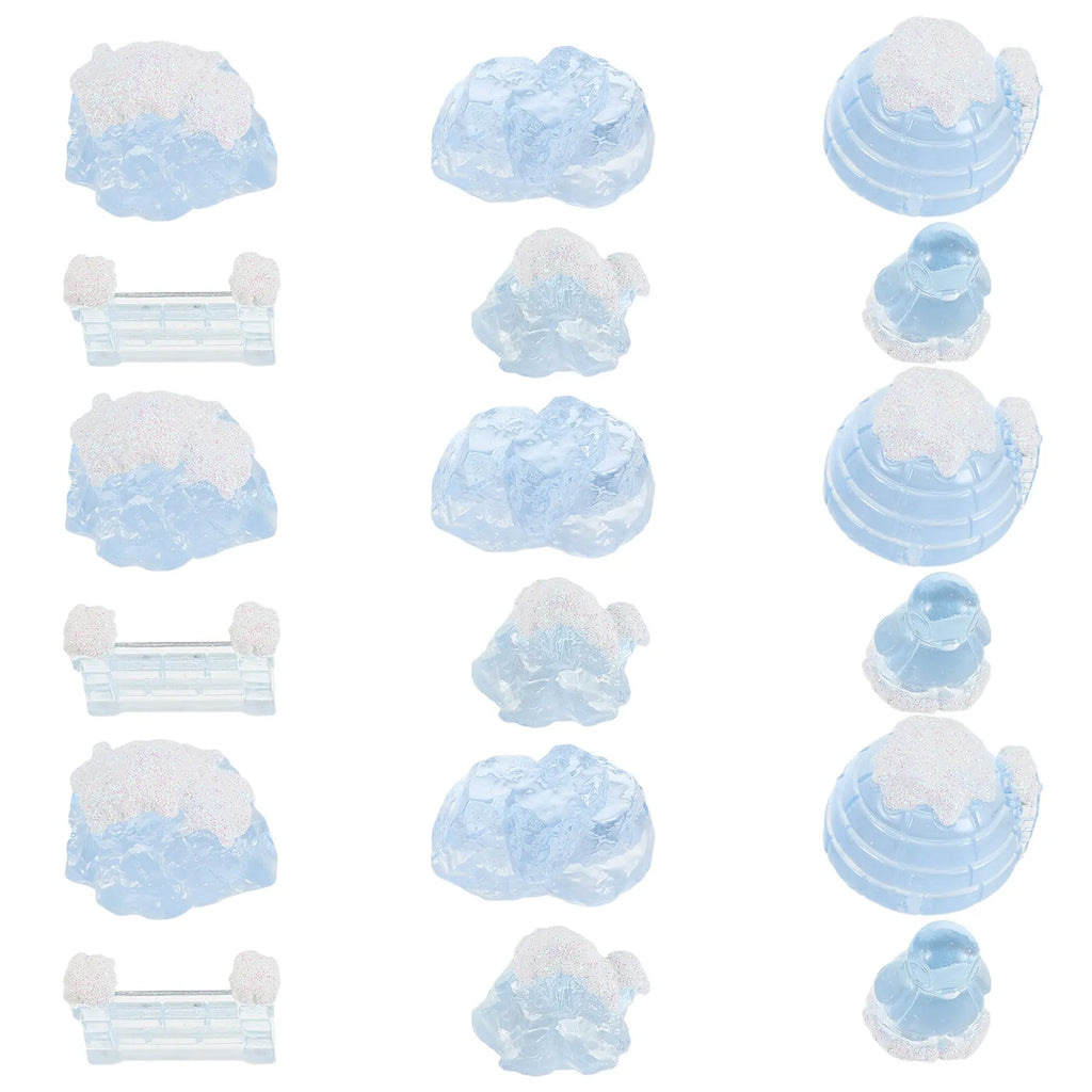 18Pcs Micro Landscape Arctic Scene Mini Penguin Iceberg Igloo Glacier Decoration Cake Topper Aquarium Winter Craft Polar Display