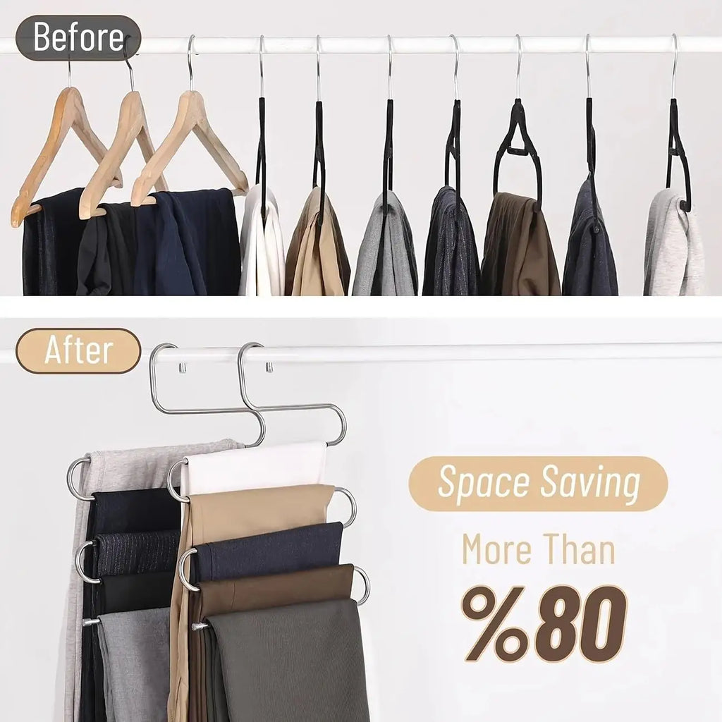 Five-layer stainless steel trouser rack，used for wardrobe storage, suitable jeans and trousers, space-saving design Zpaxo
