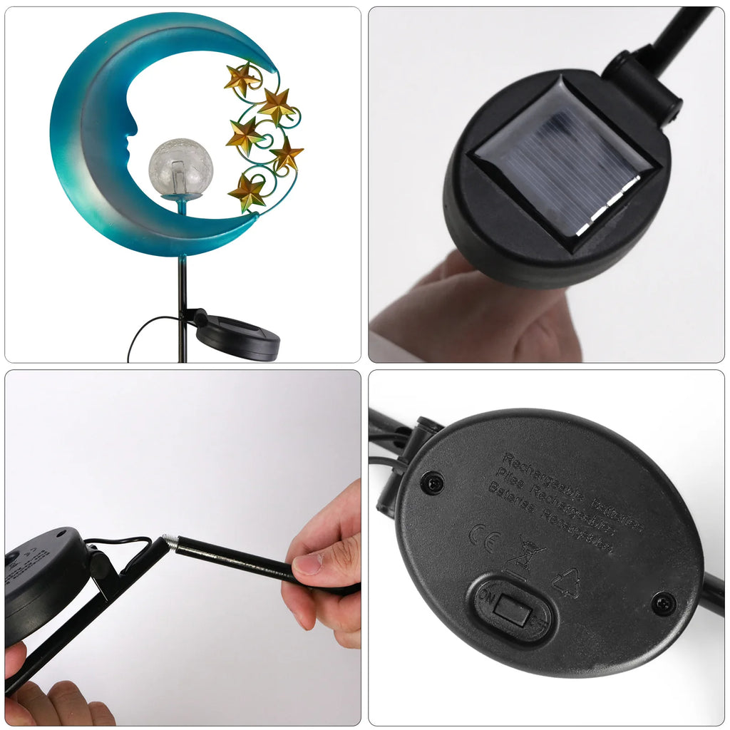 Blue Moon Solar Lighs Outdoor Powered Landscape Light Stars Ramadan Zpaxo
