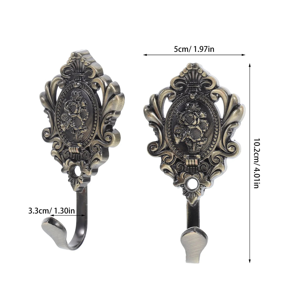 Sleek Black Metal Embossed Wall Hooks Vintage Decorative Coat Hat Zpaxo