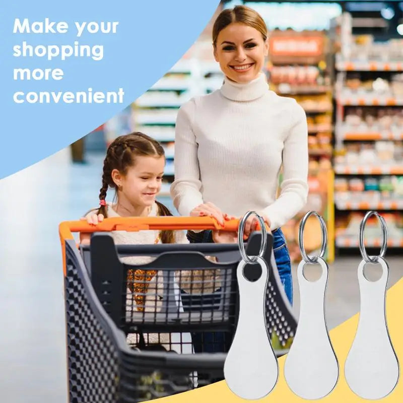 Shopping Trolley Keychain Cart Unlock Tools Quarter Stainless Steel