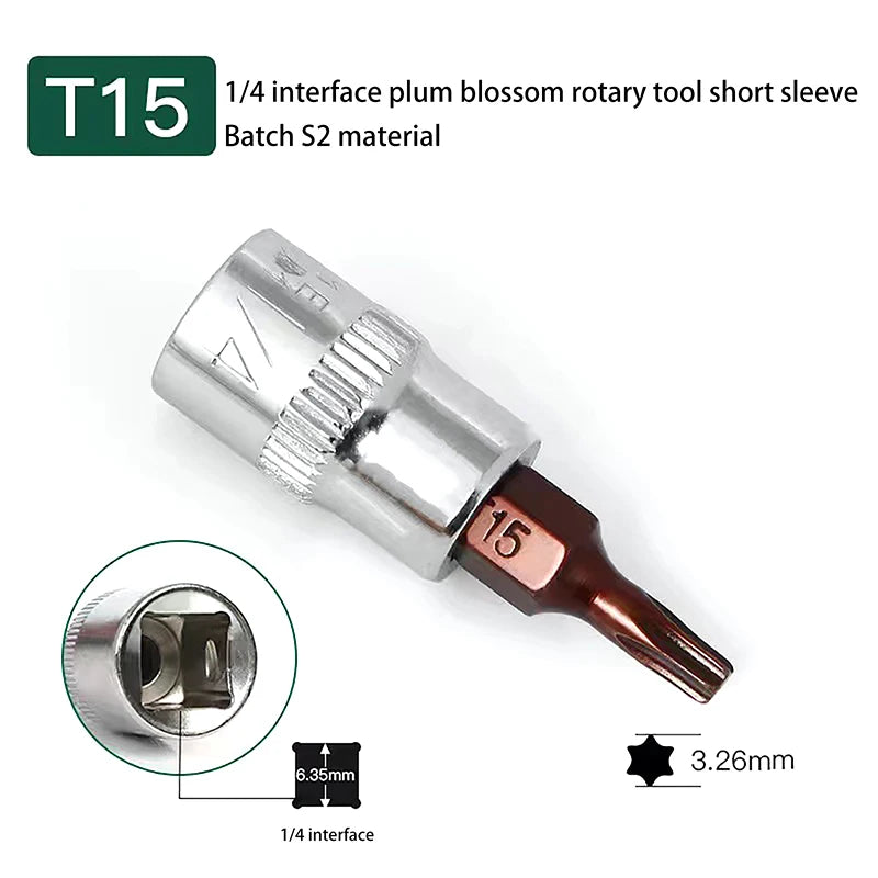 5Pcs Torx Screwdriver Bits 1/4 Inch Drive Socket Head Tools T15 T20 T25 T30 T40 Socket Wrench Adapter Hand Tools Zpaxo