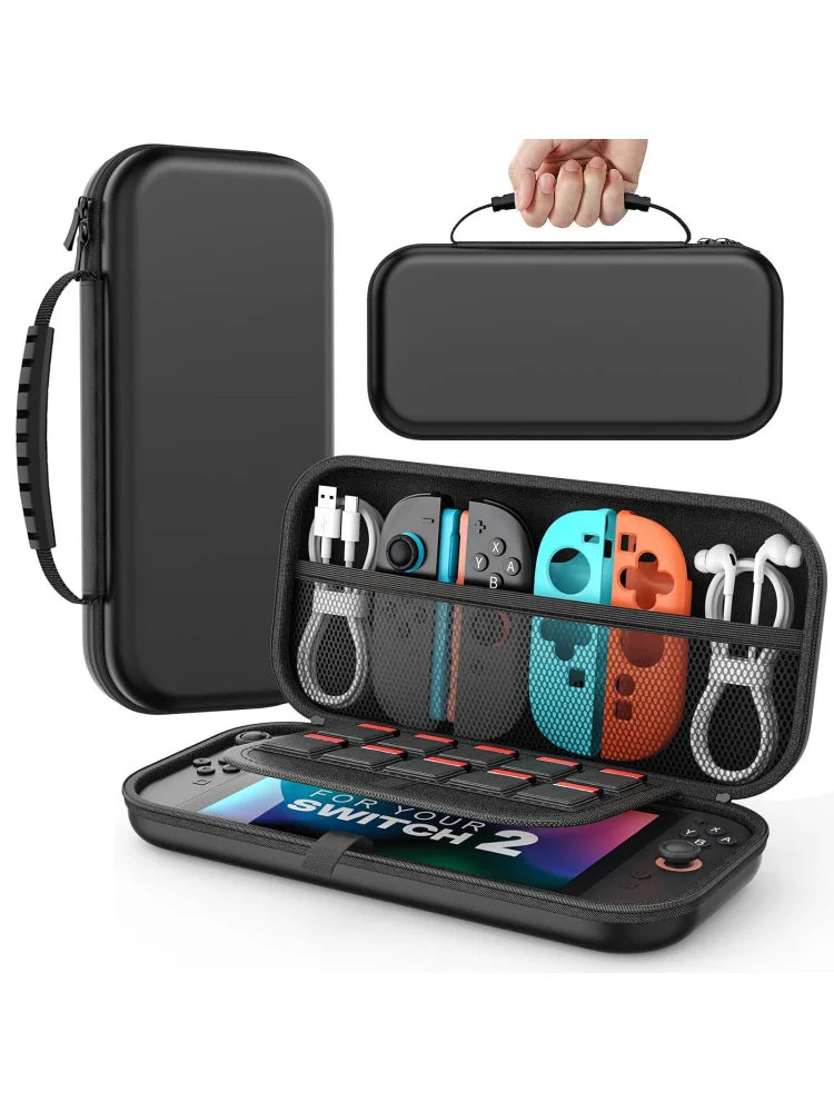 Storage Bag For Nintendo Switch Console Carrying Case For Switch OLED with 20 Games Cartridges Protective Hard Shell Storage Bag Zpaxo black