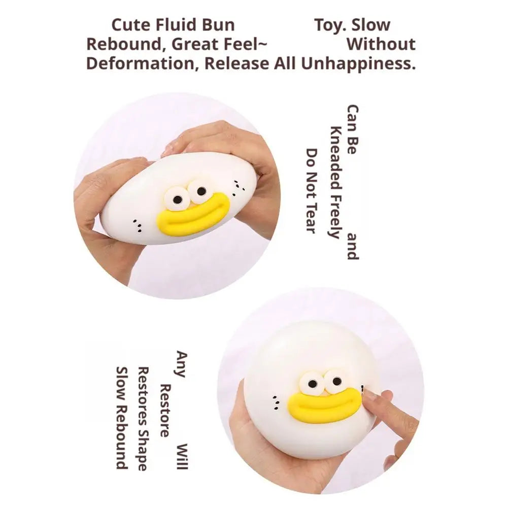 Kawaii Big-eyed Steamed Dumpling Squishy Toy TPR Ultra-Soft Fluid Squeeze Toy Stress Relief for Kids Adults Anxiety Zpaxo