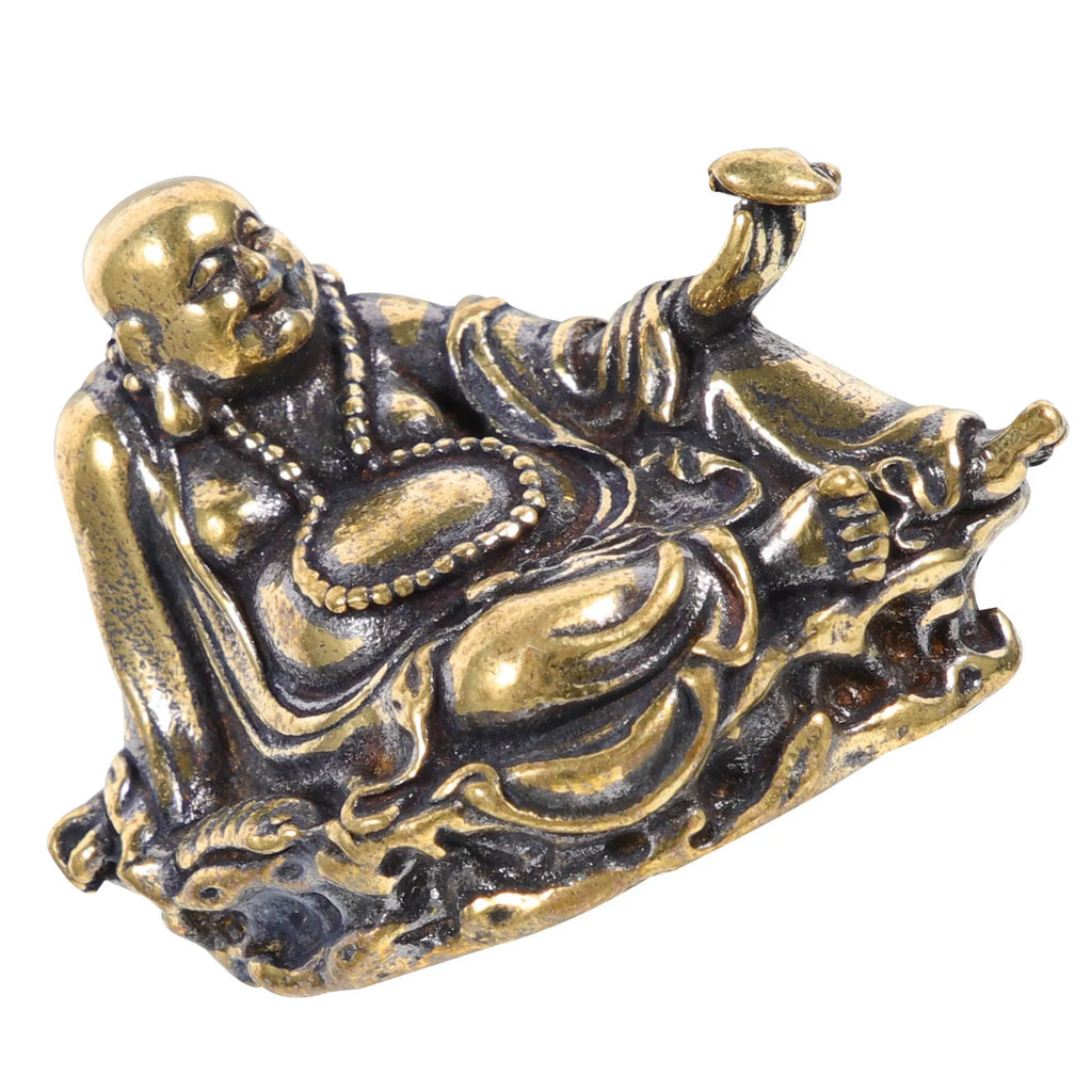 Elegant Mini Brass Buddha Statue Desktop Decoration Stable Flat