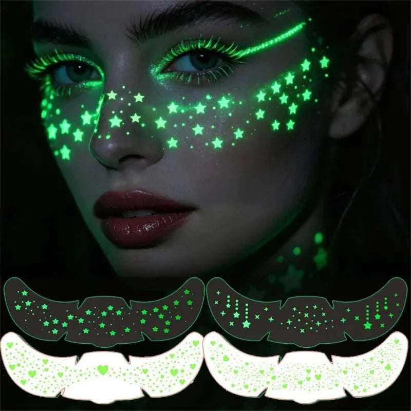 4 Sheets Luminous Freckle Tattoo Stickers Long Lasting Sparkle Star