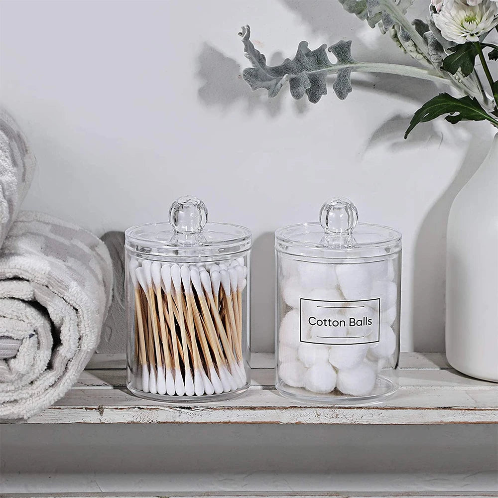 Acrylic Makeup Organizer Cotton Swabs Qtip Container Cosmetic Jewelry Cotton Pad Storage Box for Bathroom Organization Zpaxo