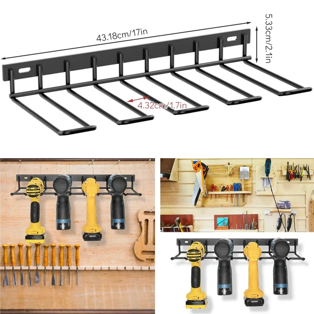 Power Tool Rack Electric Drill Holder Wall Mount Power Tool Organizer Workshop Wrench Tools Screwdriver Power Storage Shelf Home Zpaxo