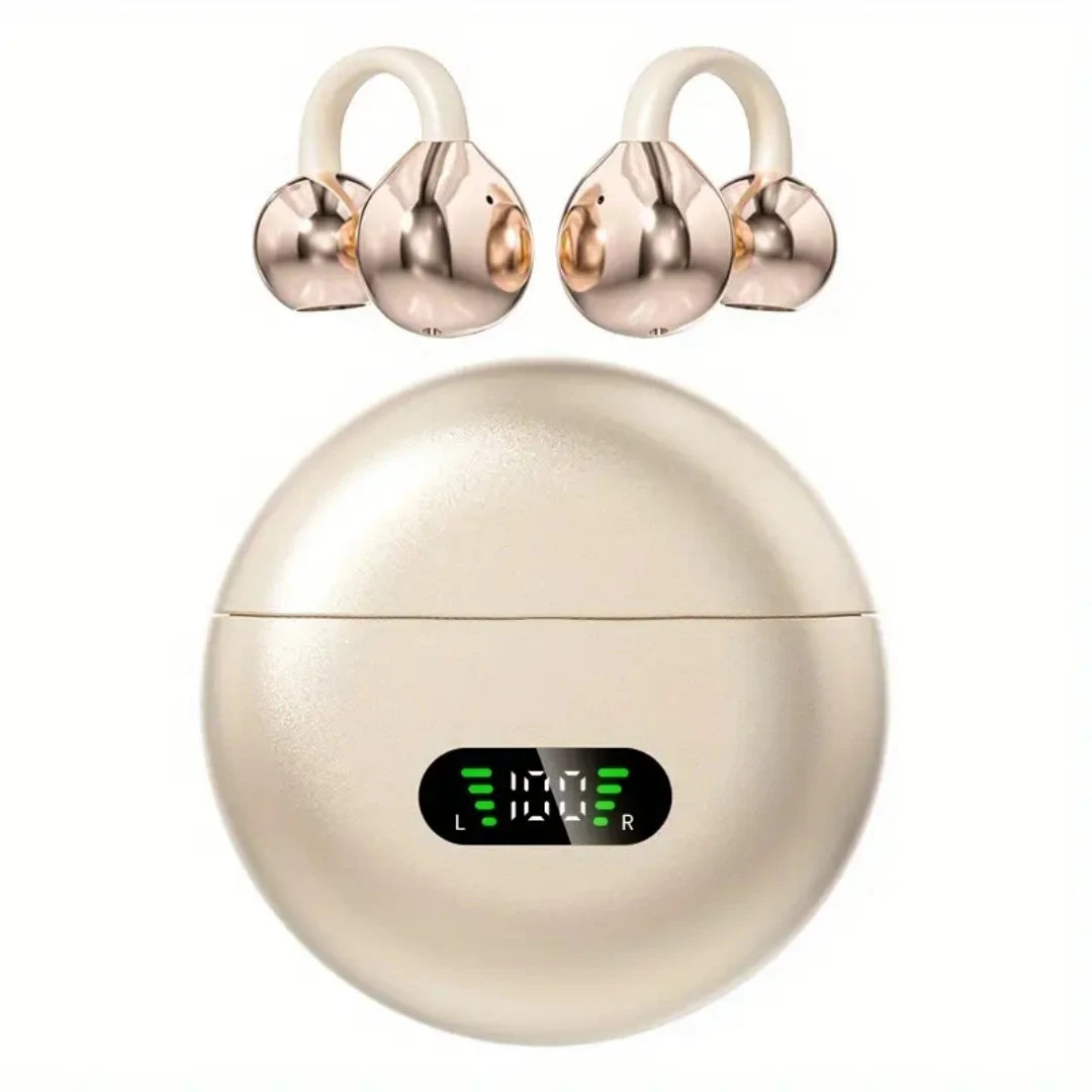 Clip Earbuds Open Ear Wireless Bluetooth 6 0 Headphones Mic 50H Play Zpaxo Beige China Mainland