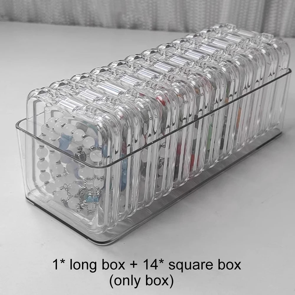 Clear Jewelry Storage Box Plastic Bracelet Necklace Earring Jewelry Organizer Box Rectangular Container with Portable Small Case Zpaxo 15Pcs Set