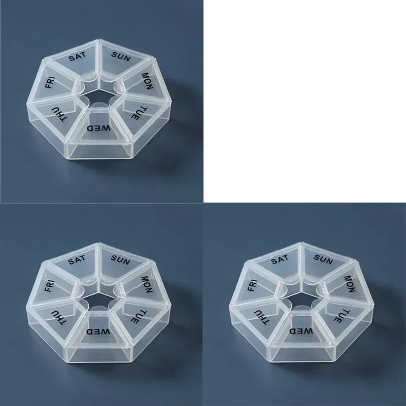 7-Day Portable Pill Organizer – Weekly Medicine Case | 3-Pack