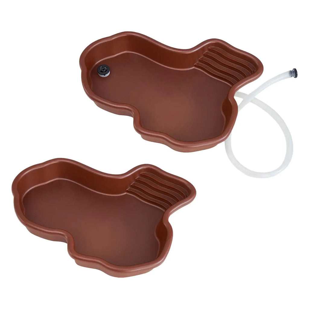 Reptile Bathing Pool & Turtle Feeding Dish with Ramp & Drain Reptile Bathing Bowl Zpaxo