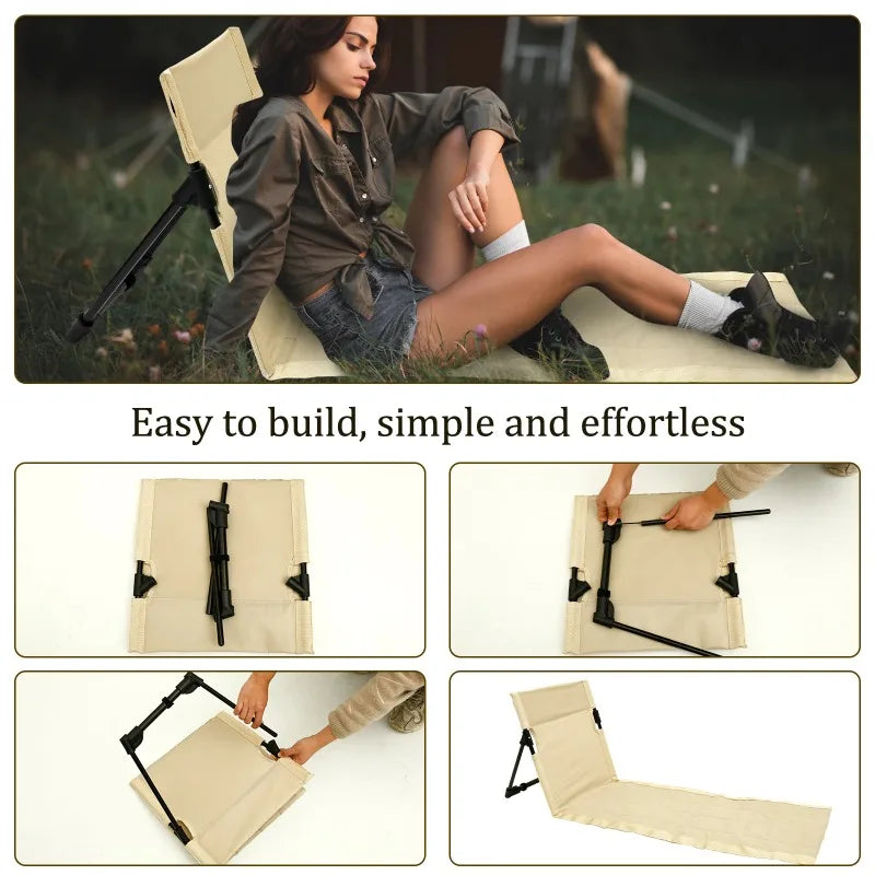 Outdoor Foldable Camping Chair Oxford Cloth Floor Garden Park Single