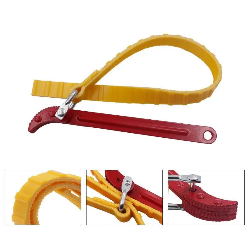 Adjustable Belt Wrench Oil Filter Puller – Rubber Strap Spanner