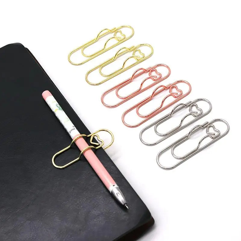 5-Pack Heart Shaped Metal Pen Clips – Notebook Fasteners