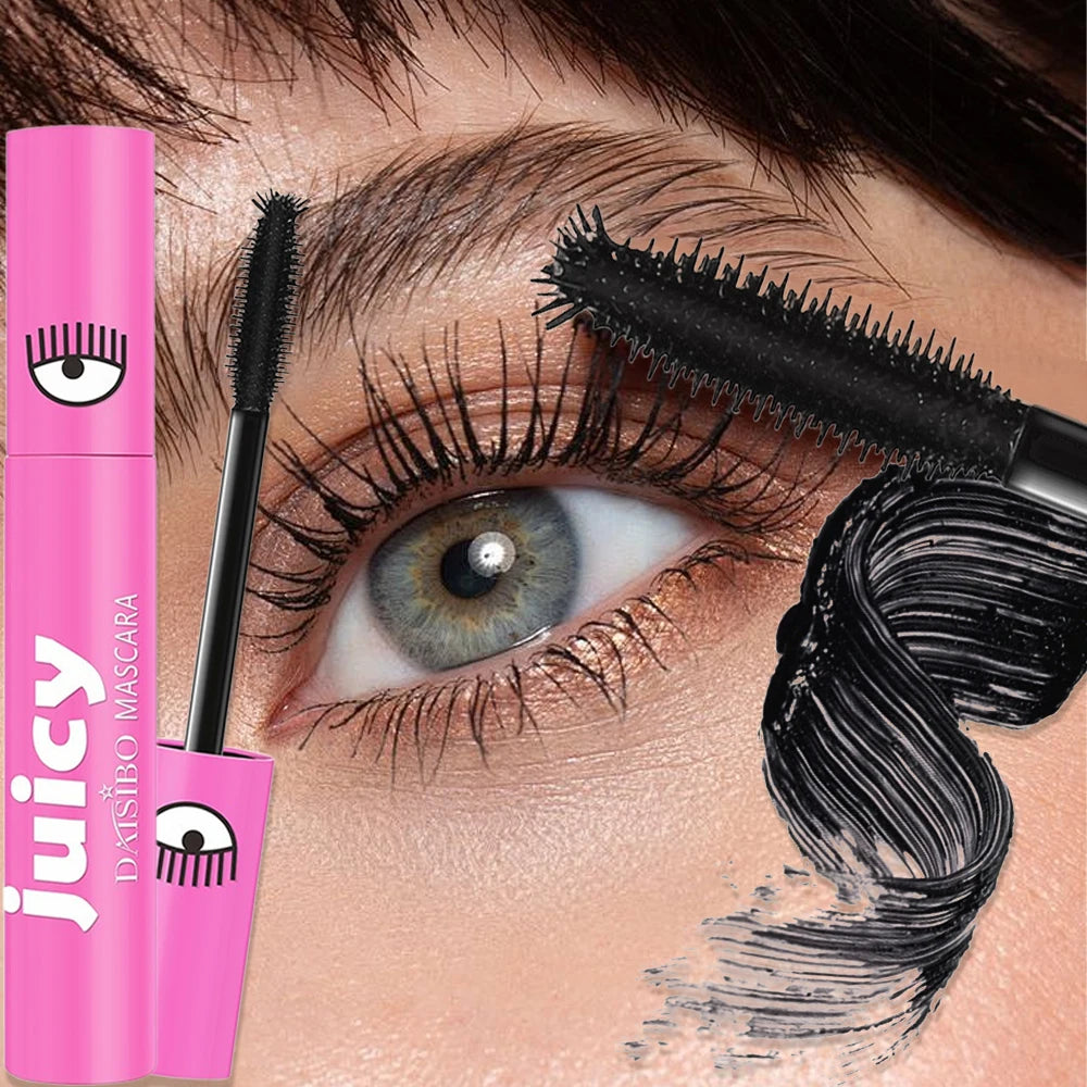 5D False Lash Effect Mascara Ultra Black Waterproof & Sweatproof Curling Fiber Non-caking Extension Forked Brush Head Cosmetics Zpaxo 1Pcs