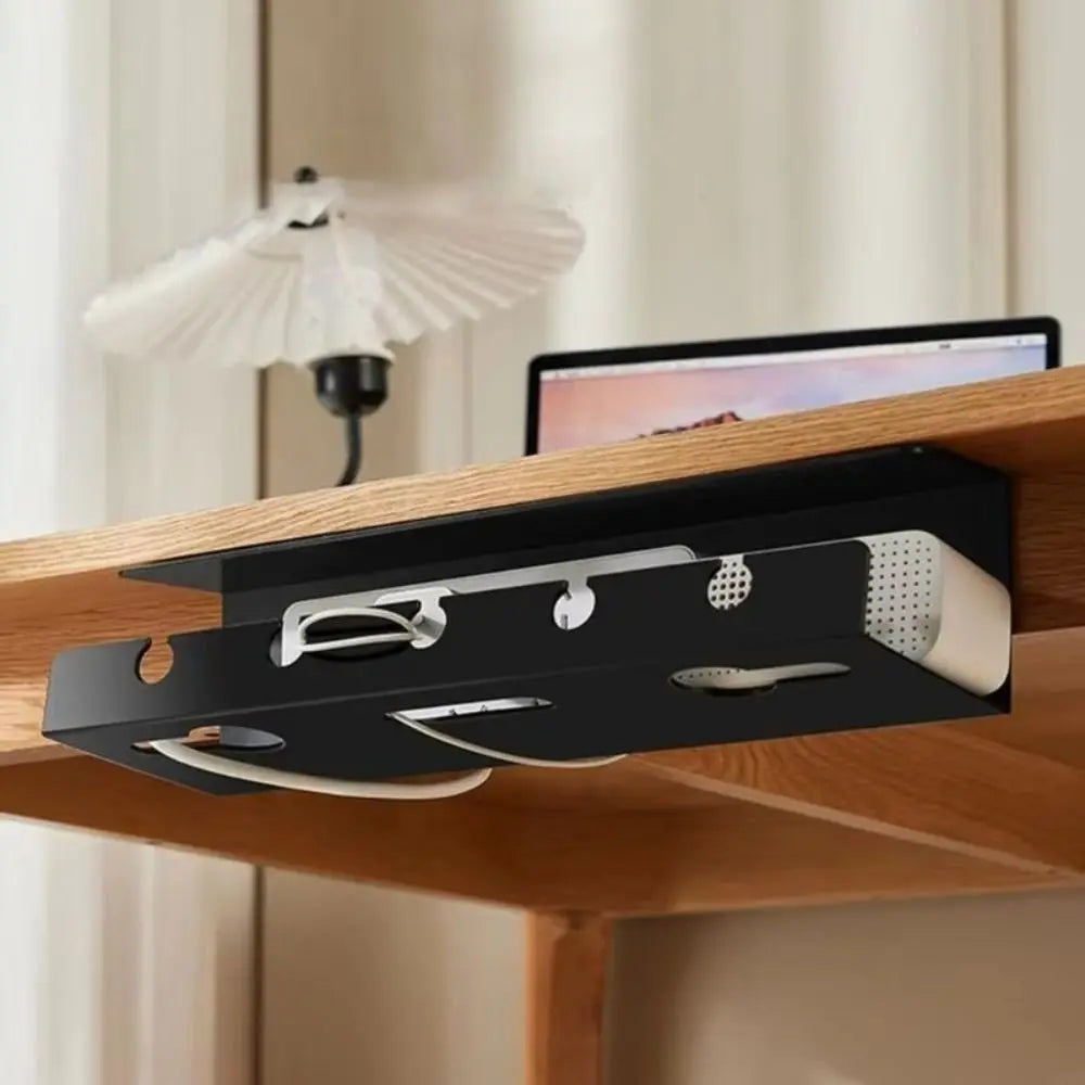 Versatile Under Desk Cable Management Rack Sturdy Spacious Cable Organizer Rack No Drilling Wear-resistant Socket Strip Holder Zpaxo