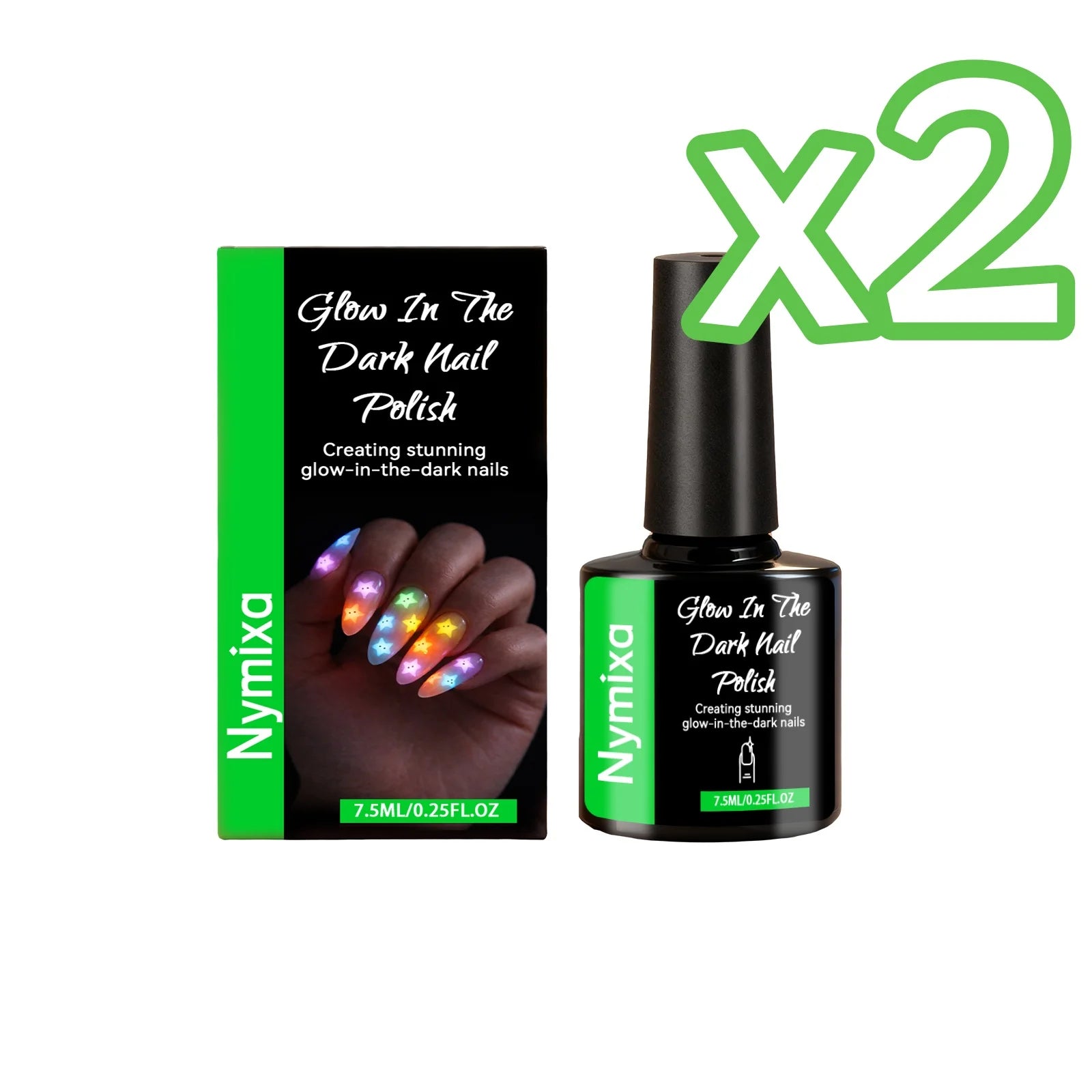 Glow in the Dark Fluorescent Nail Polish Set – 5 Neon Colors Gel Nail Polish Set Zpaxo Vitality Green x 2