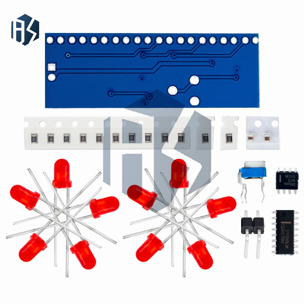 1~10PCS DIY Electronic Kit (NE555 + CD4017): Running LED Flow Light Production Suite Zpaxo