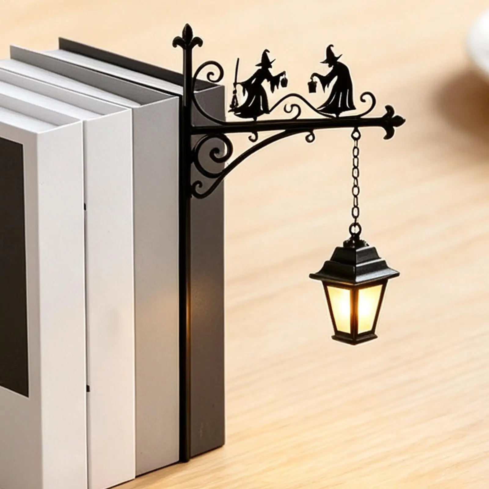 Bookshelf Lantern Halloween Witch Theme Decorative Bookcase Light