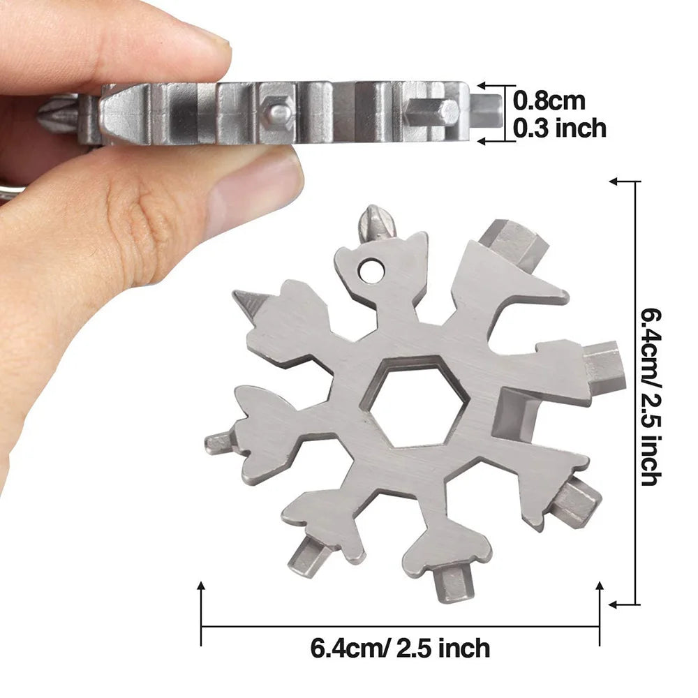 18-in-1 Stainless Steel Snowflakes Multi-tool Herramienta 18 En 1 Multifunctional Tool Copo De Nieve Llave Multiusos Zpaxo