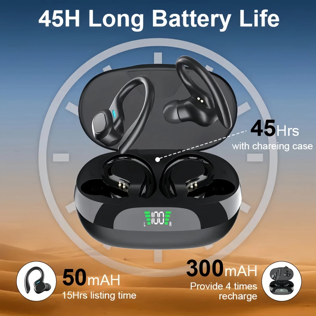 Wireless Open Headphones Ear-mounted Design In-ear Earplugs 36H