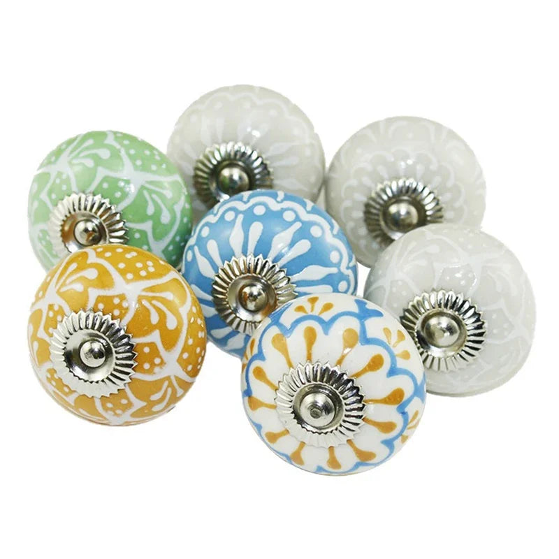 1PCS Multicolor Ceramic Knobs For Cupboard Cabinet Dresser And Furniture Antique Floral Drawer Handle Pull Door Knob Zpaxo