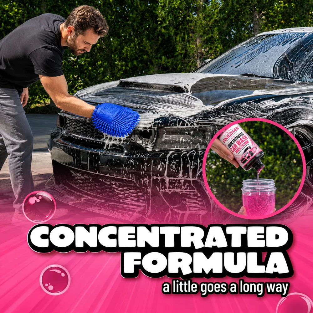 SIKEZHAN 3Pcs Car Wash Liquid with Microfiber Wash Mitt High Foam Auto Shampoo Vehicle Exterior Cleaner for Car Motorcycle Care Zpaxo