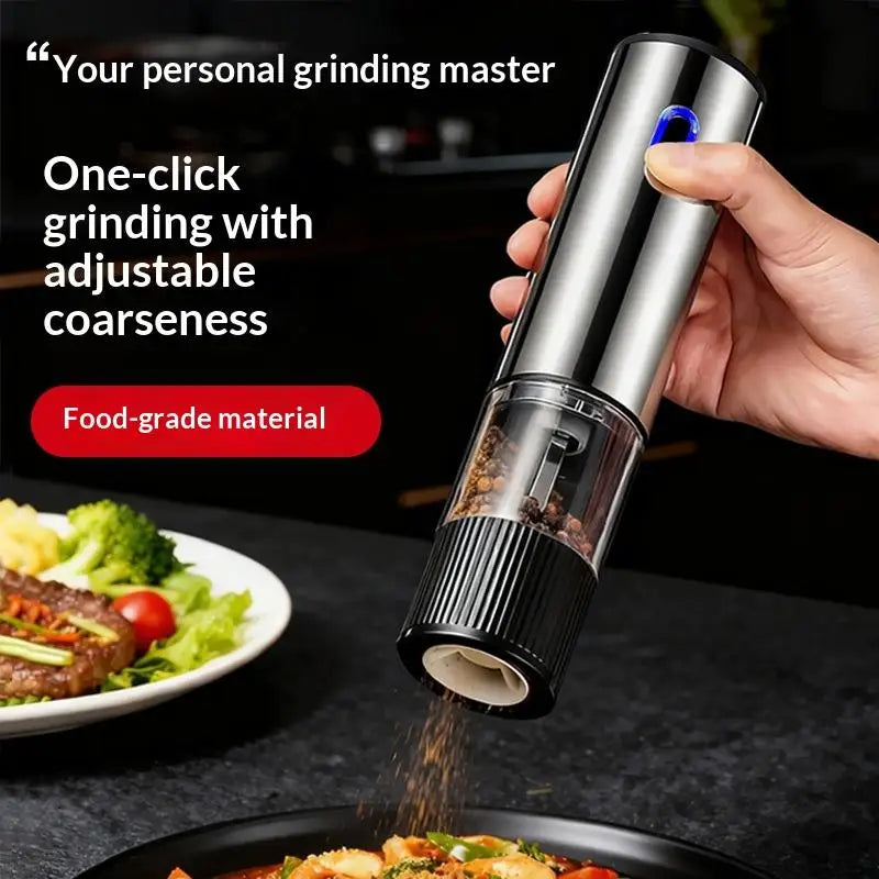 Electric Salt & Pepper Grinder – Rechargeable One-Hand Mill