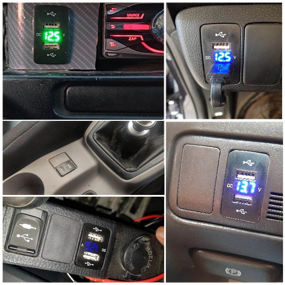 Dual USB QC Car Socket Charger 4 2A Toyota 12-24V Power Adapter