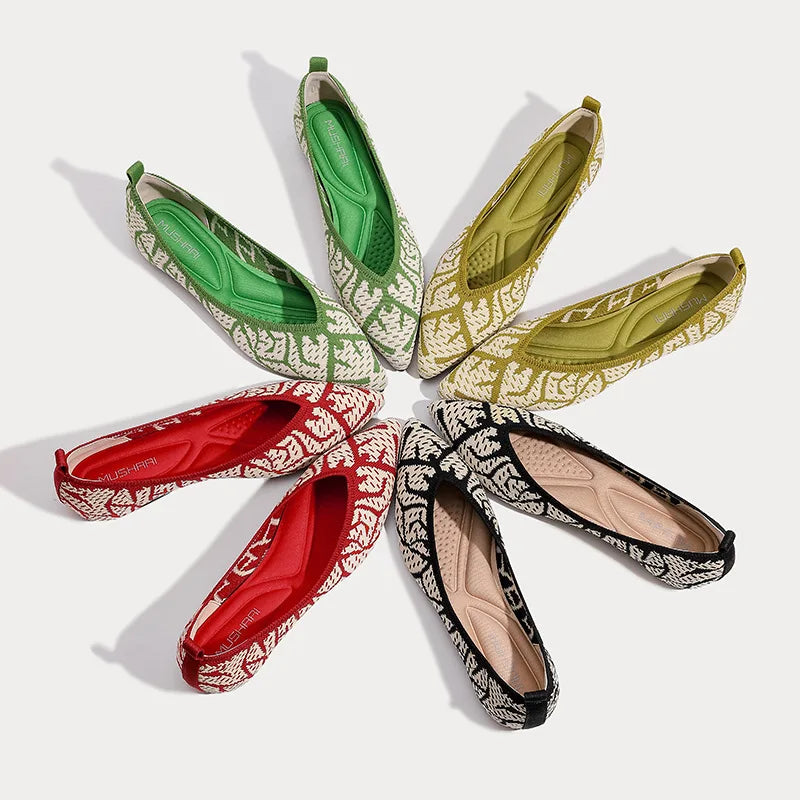 Flats Shoes for Women 2023 New Spring Casual Pointed Toe Shallow Knitted Shoes Large Flat Sole Single Shoe Women Ladies Zpaxo